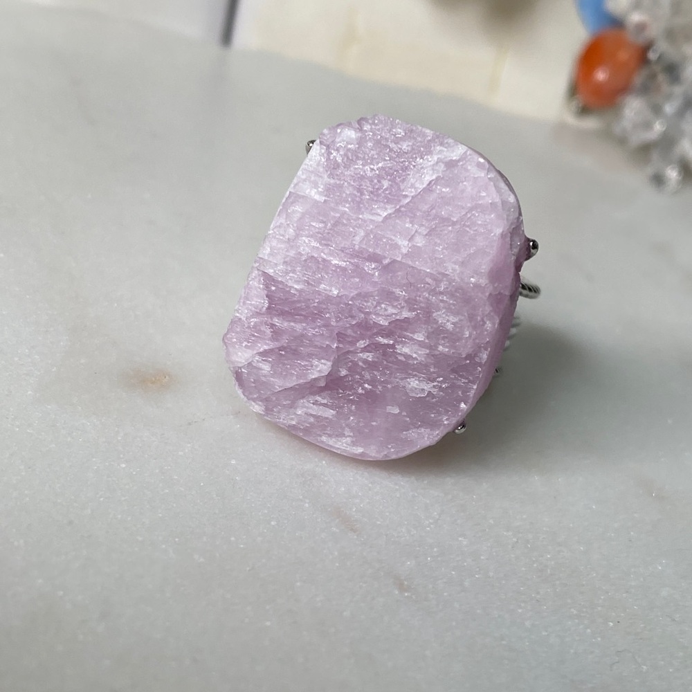 Pink Raw Stone Statement Ring - image 7